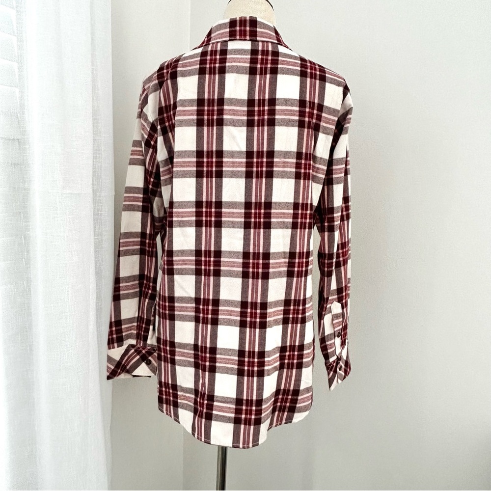 🌸NWT Sanctuary Boyfriend Maroon Plaid Button Down Shirt. Lightweight Flannel. M - Picture 9 of 15